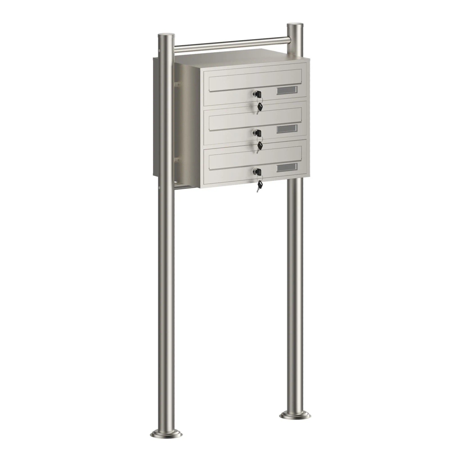 Wiltec 3Er Briefkastenanlage Edelstahl 556X270X1200 Mm Standbriefkasten Post