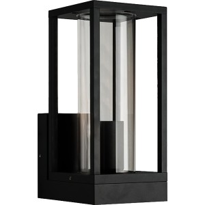 Moderne, eckige LED`s light Außenwandleuchte in Schwarz mit Glaszylinder.