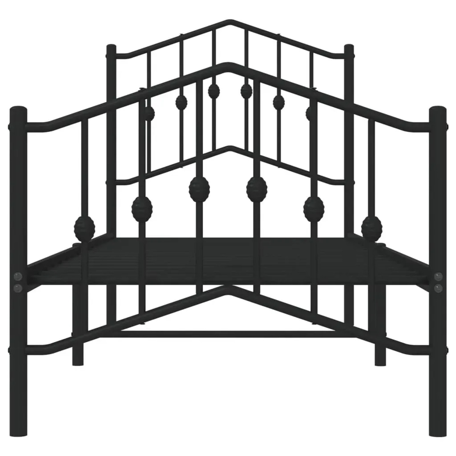 Schwarzes Metall Bettgestell mit Kopf- und Fußteil, 75x190 cm.