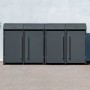 Westmann Mülltonnenbox Moderna für 4 Tonnen (je 240 l) in Anthrazit. Stahlbox mit Griffen vor heller Wand.