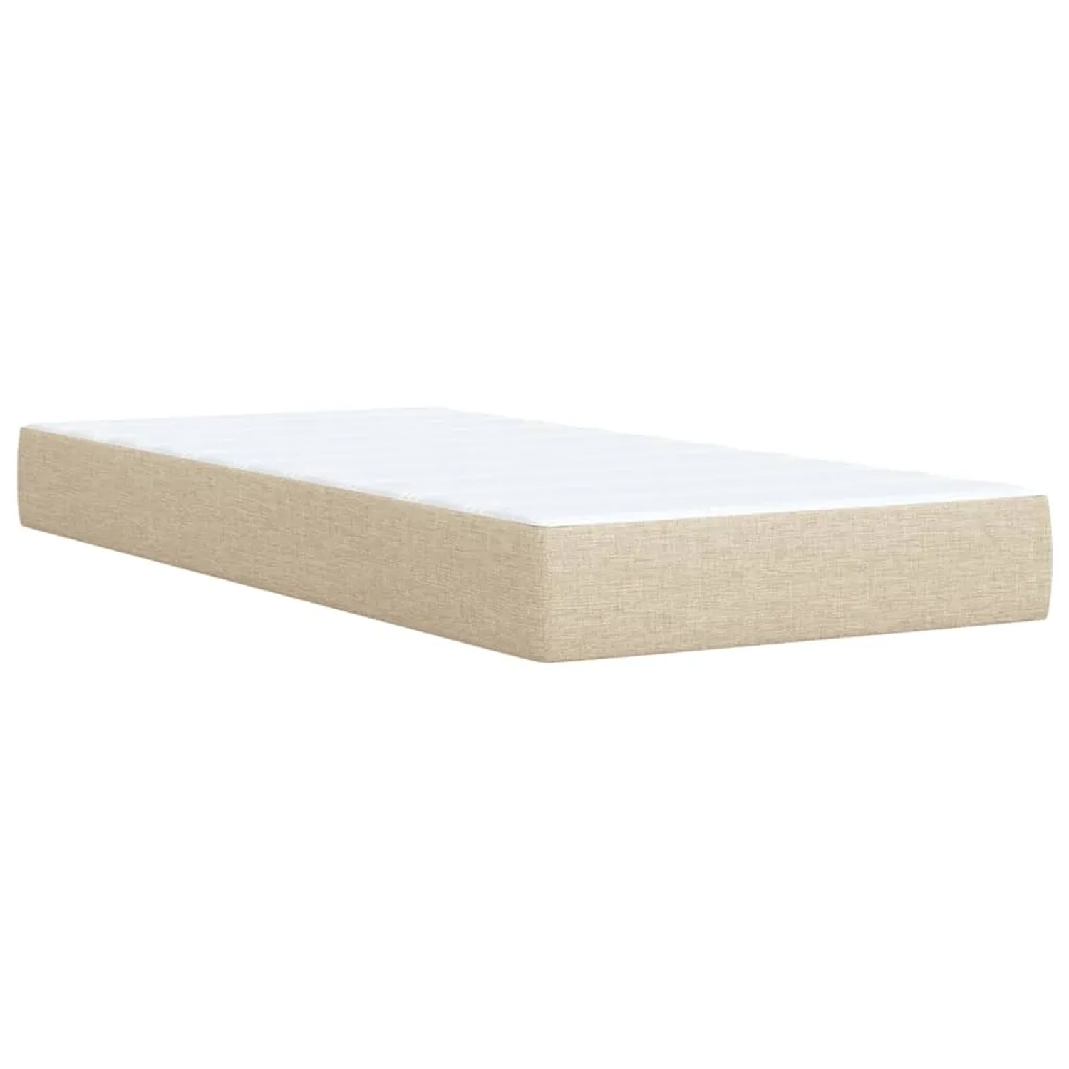 Cremefarbenes vidaXL Boxspringbett 80x200 cm mit Matratze und Stoffbezug.