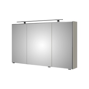 Pelipal Spiegelschrank Quantum 07, 120 cm, Kaschmir Matt mit 3 Drehtüren und LED-Leuchte.
