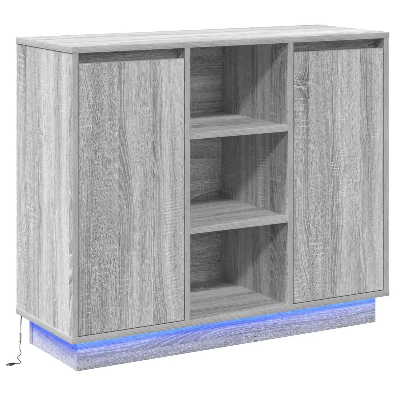 vidaXL LED-Sideboard Graues Sonoma 90 x 32 x 75 cm Holzwerkstoff 869687 günstig online kaufen
