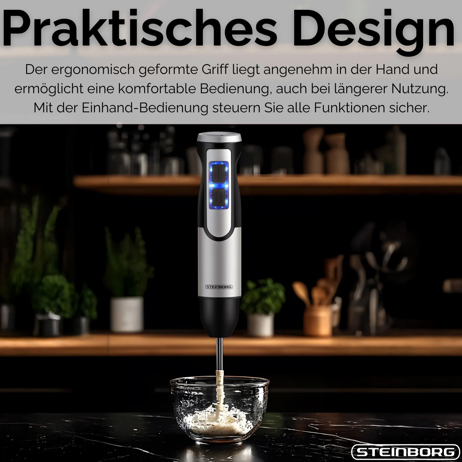 Steinborg SB-7070 Stabmixer Set mit Zerkleinerer 1500 Watt_8