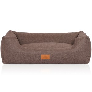 Knuffelwuff Hundebett Lotte, Velours, graubraun, Größe M-L (85x63cm). Komfortables Hundekörbchen.