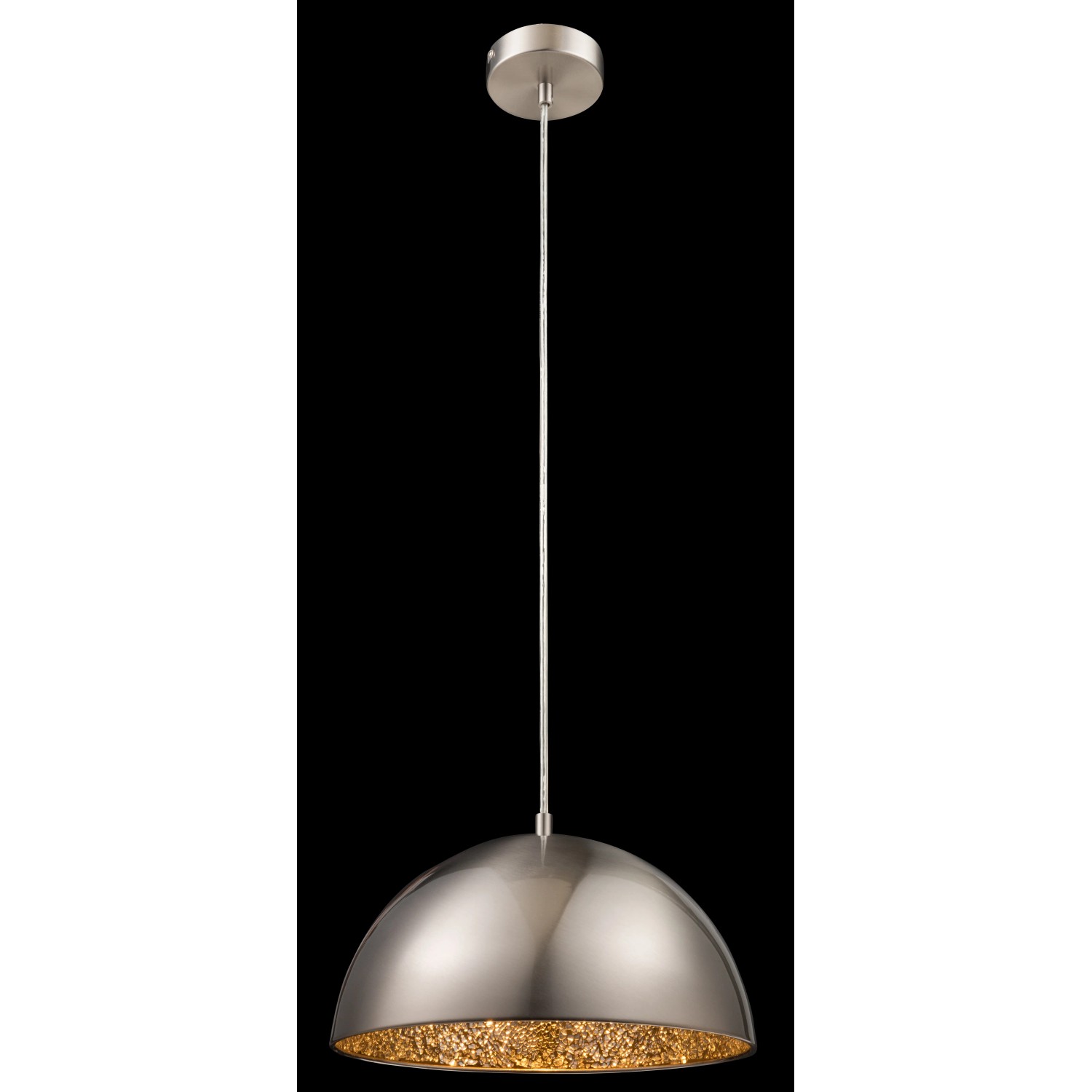 Globo Pendelleuchte Okko, Nickel matt, im Industrie-Look. Pendellampe für E27 Leuchtmittel.