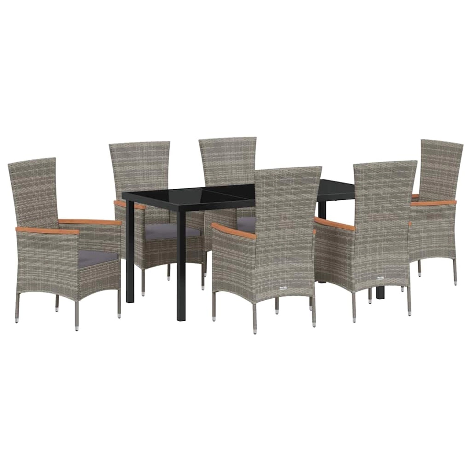 vidaXL Garten Essgruppe mit Kissen 7-Tlg Grau Poly Rattan 3379433 günstig online kaufen