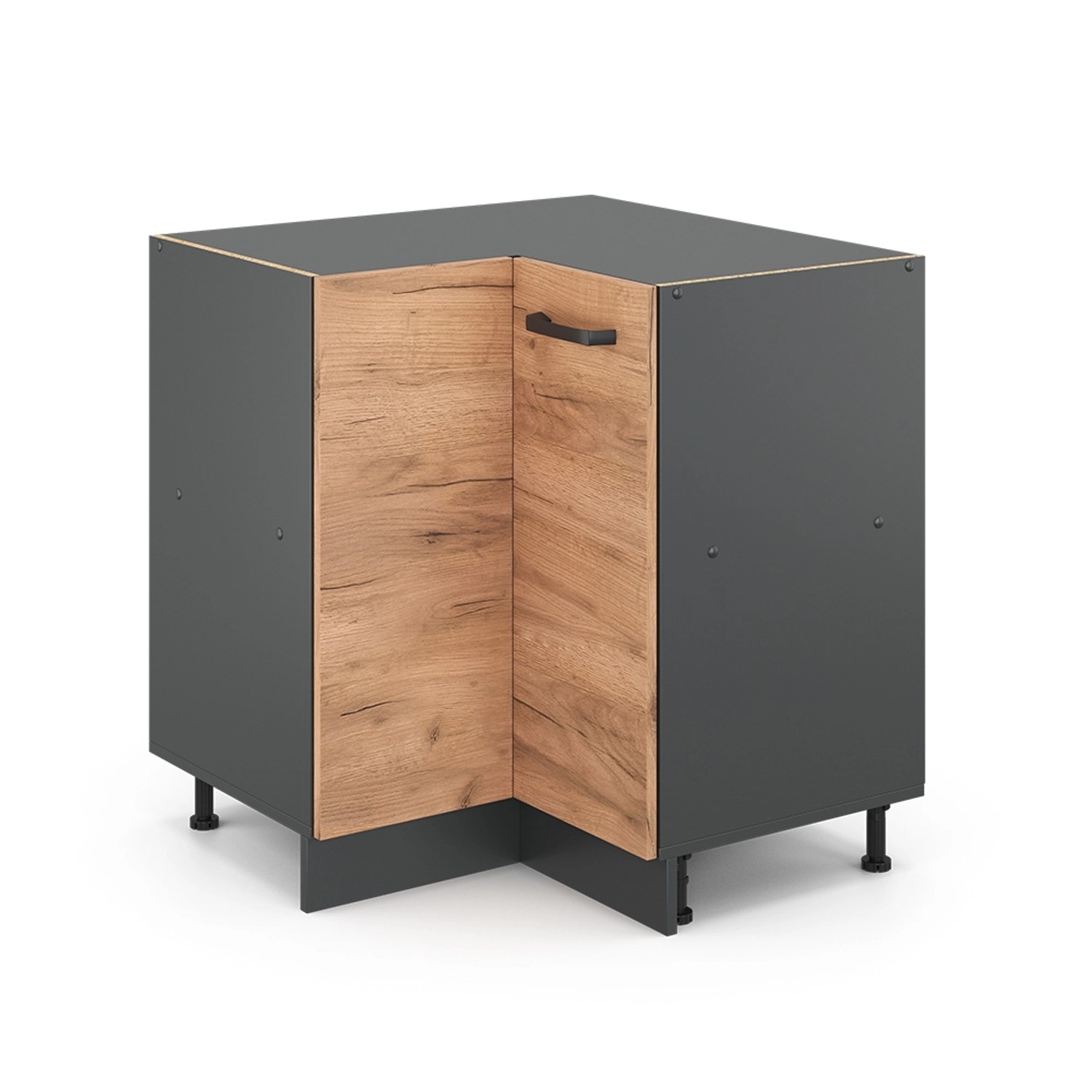 Vicco Eckunterschrank R-Line Goldkraft Eiche/Anthrazit 76 cm ohne Arbeitsplatte
