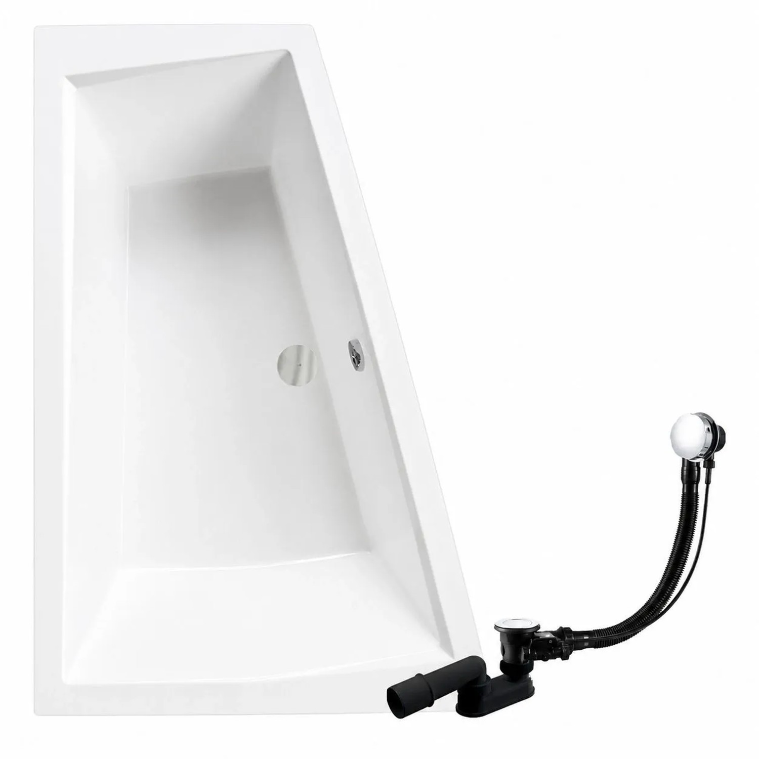 KOLMAN Badewanne Eckwanne 180 x 125 Cm Links Mit 2X Kopfstützen Inkl. Ablauf Und Füße