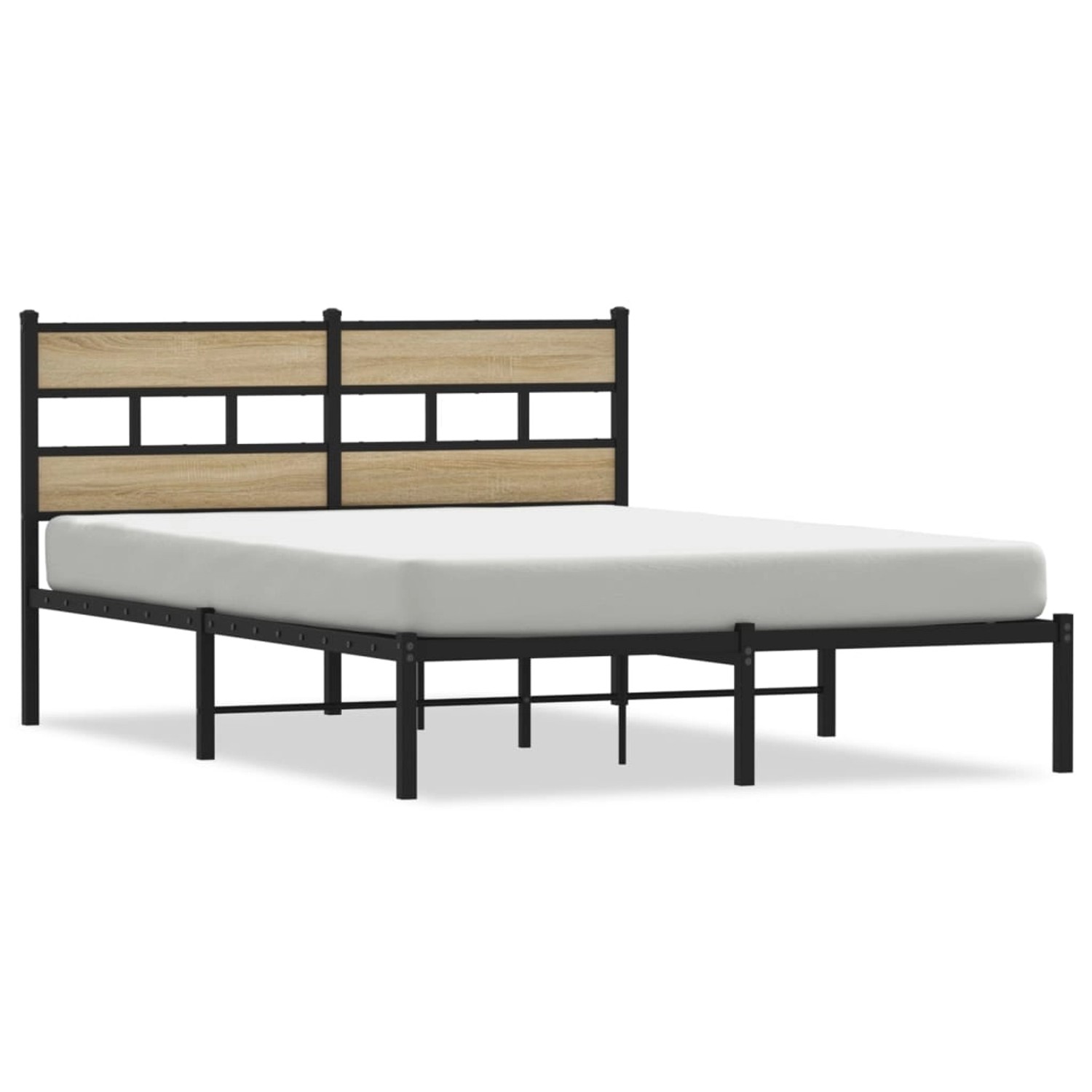 vidaXL Metallbett ohne Matratze Sonoma-Eiche 150x200 cm 4017104 günstig online kaufen