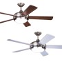 AIRERYDER Deckenventilator Ursa, Nickel gebürstet, mit Flügeln in Silber und Nussbaum, inklusive Beleuchtung.