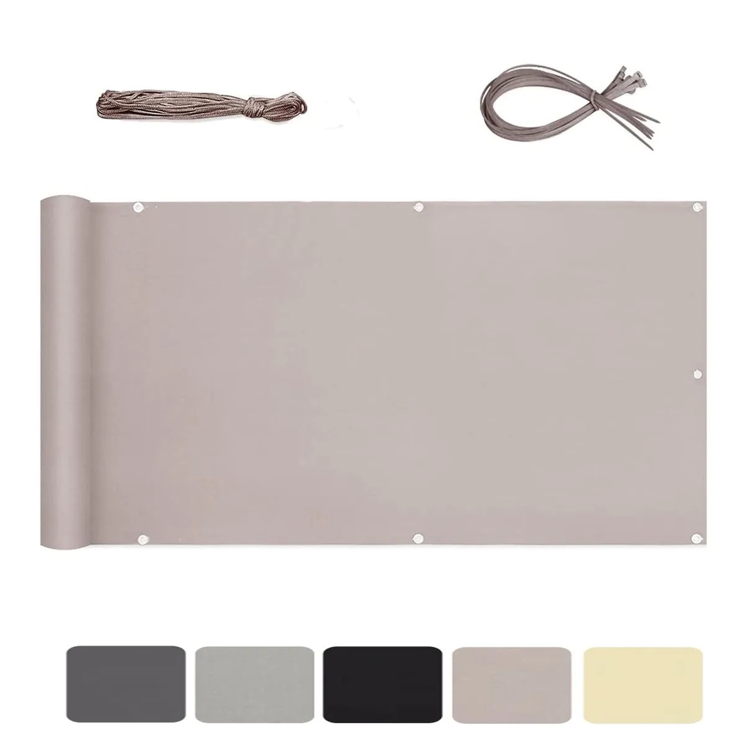 Sekey Balkonsichtschutz Polyester Blickdichte Windschutz Reißfest Taupe 75x600cm