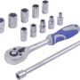 LUX Steckschlüssel-Set, 12-teilig, mit Knarre und Verlängerung für Sechskantschrauben.