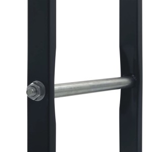 Detailaufnahme: Schwarzes VidaXL Brennholzregal, Stahl, mit Schraube und Stange.