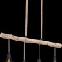 Schwarze 4-flammige Pendelleuchte Priska mit Holz und Hanfseil, modernes Design für den Innenbereich.