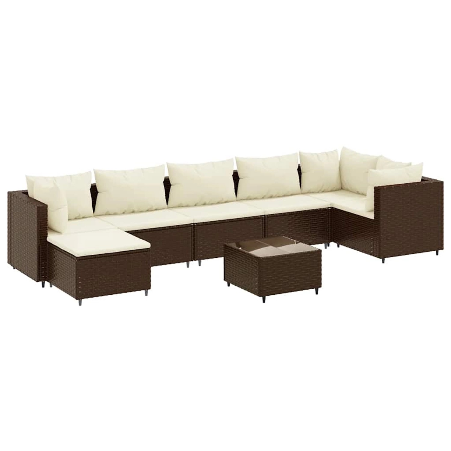 vidaXL 8-Tlg Garten-Lounge-Set mit Kissen Braun Poly Rattan 3308233 günstig online kaufen