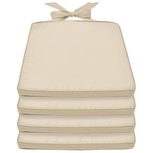 4er Set Beautissu Pia Stuhlkissen 45x40cm Natur mit Befestigungsbändern.