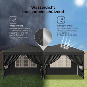 Grauer WOLTU Faltpavillon 3x6m, wasserdicht und mit UV-Schutz, ideal für Garten, Party und Camping.