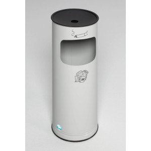 PROREGAL Klassischer Runder Kombiascher HxBxT 61 x 25 x 25 cm Verzinkter Stahl Grau