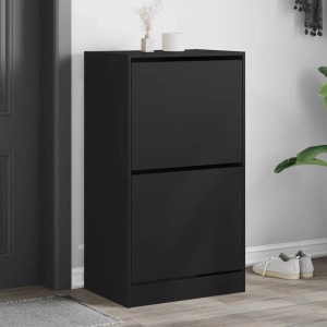 Schwarzer vidaXL Schuhschrank mit 2 Klappen für ca. 6 Paar Schuhe.