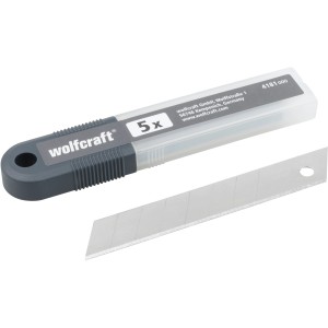 wolfcraft 5er Pack Profi-Abbrechklingen, 18 mm, im Aufbewahrungsbehälter.