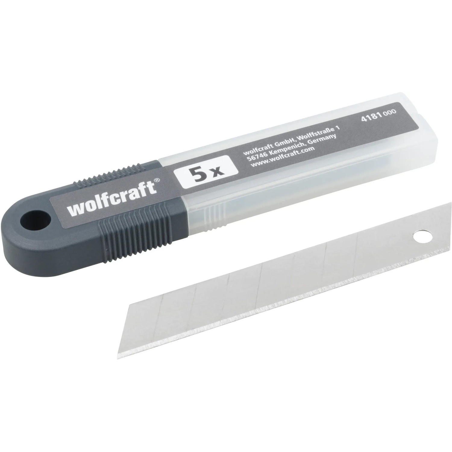 wolfcraft 5er Pack Profi-Abbrechklingen, 18 mm, im Aufbewahrungsbehälter.