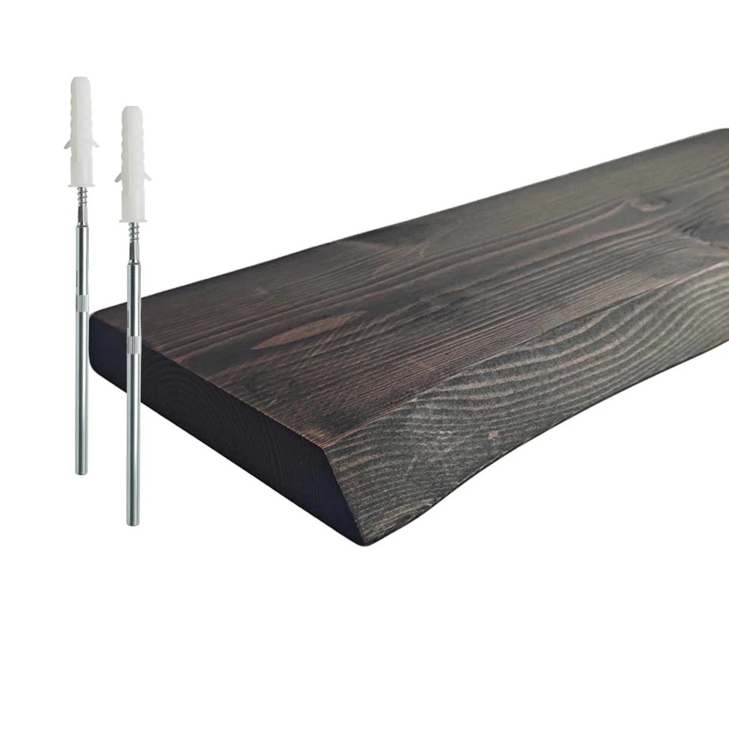 Relaxdays Wandregal Kiefernholz Schwarz mit Baumkante 100 cm