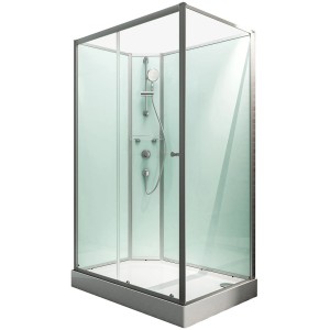 Schulte Komplettduschkabine Ibiza mit Funktionsteil links, 120x90 cm, mit Glasfront und Duschstangengarnitur.