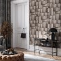 Moderne Vliestapete in Braun-Beige mit grafischer 3D-Optik von Marburg, passend zur Wohnraumgestaltung.