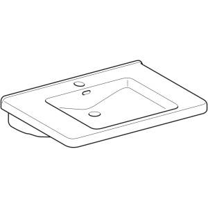 Geberit Renova Comfort Waschbecken, barrierefrei, 75 cm, mit Hahnloch und Überlauf.
