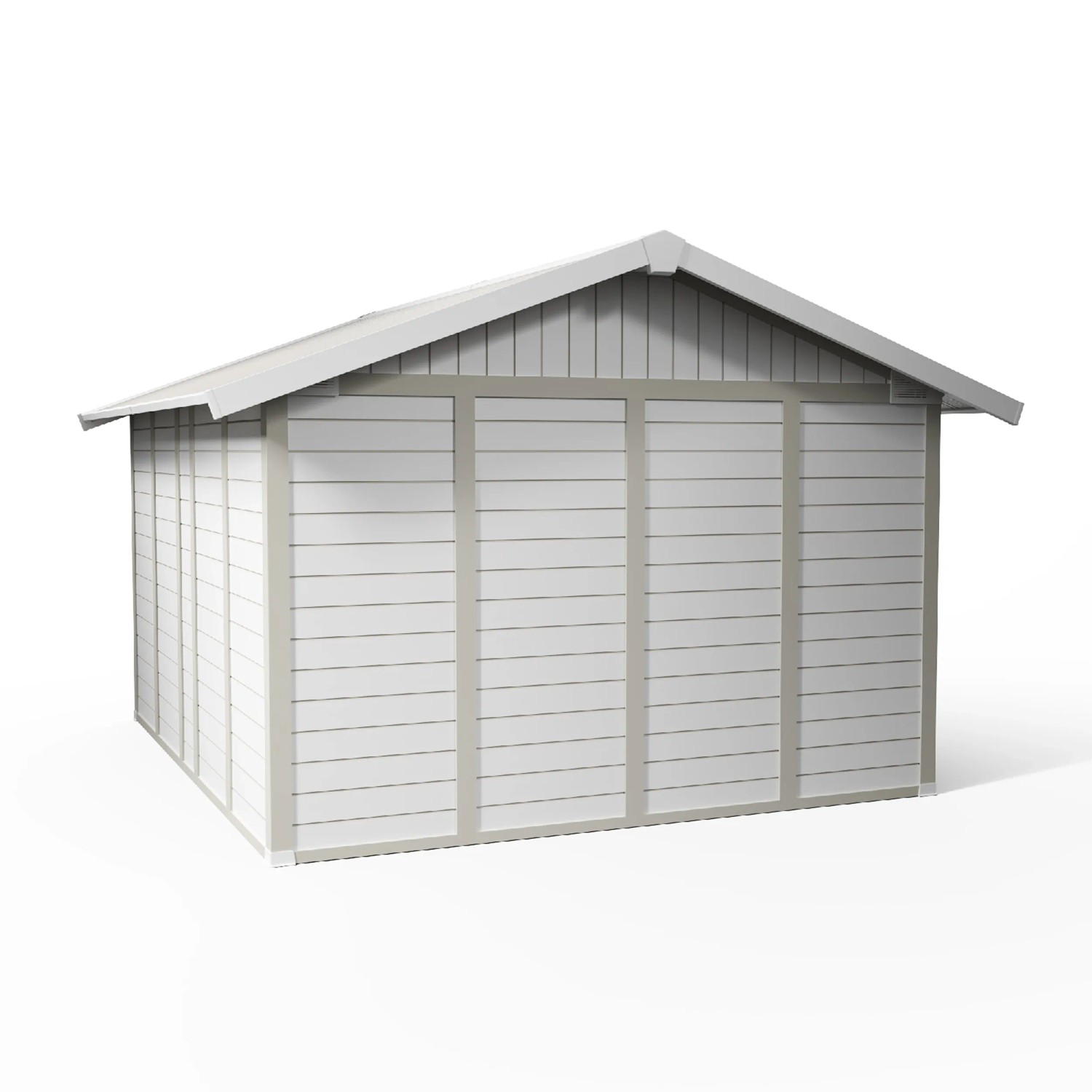 Grosfillex Kunststoff-Gartenhaus Deco H 11, graugrün, 315x355 cm. Wetterfestes Gerätehaus für den Garten.
