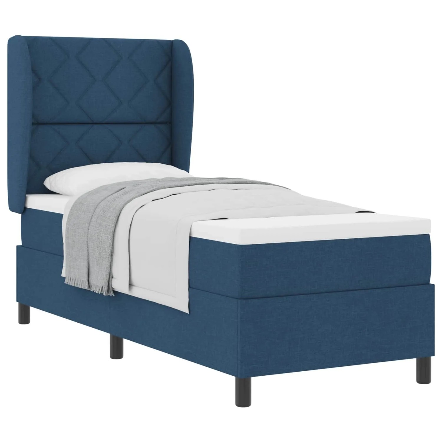 vidaXL Boxspringbett mit Matratze mit Kopfteil Blau 80 x 200 cm Stoff 3340598