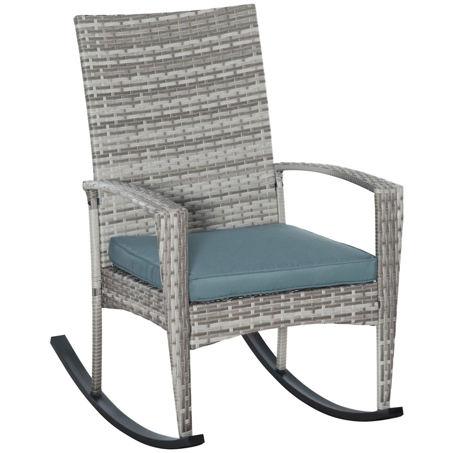 Outsunny Schaukelstuhl mit Kissen Polyrattan