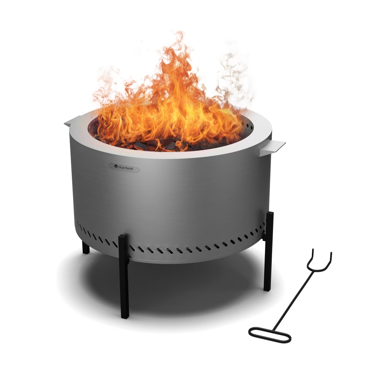 Blumfeldt Ignite Pure Feuerschale Raucharm Grillrost Edelstahl Regenhaube T günstig online kaufen