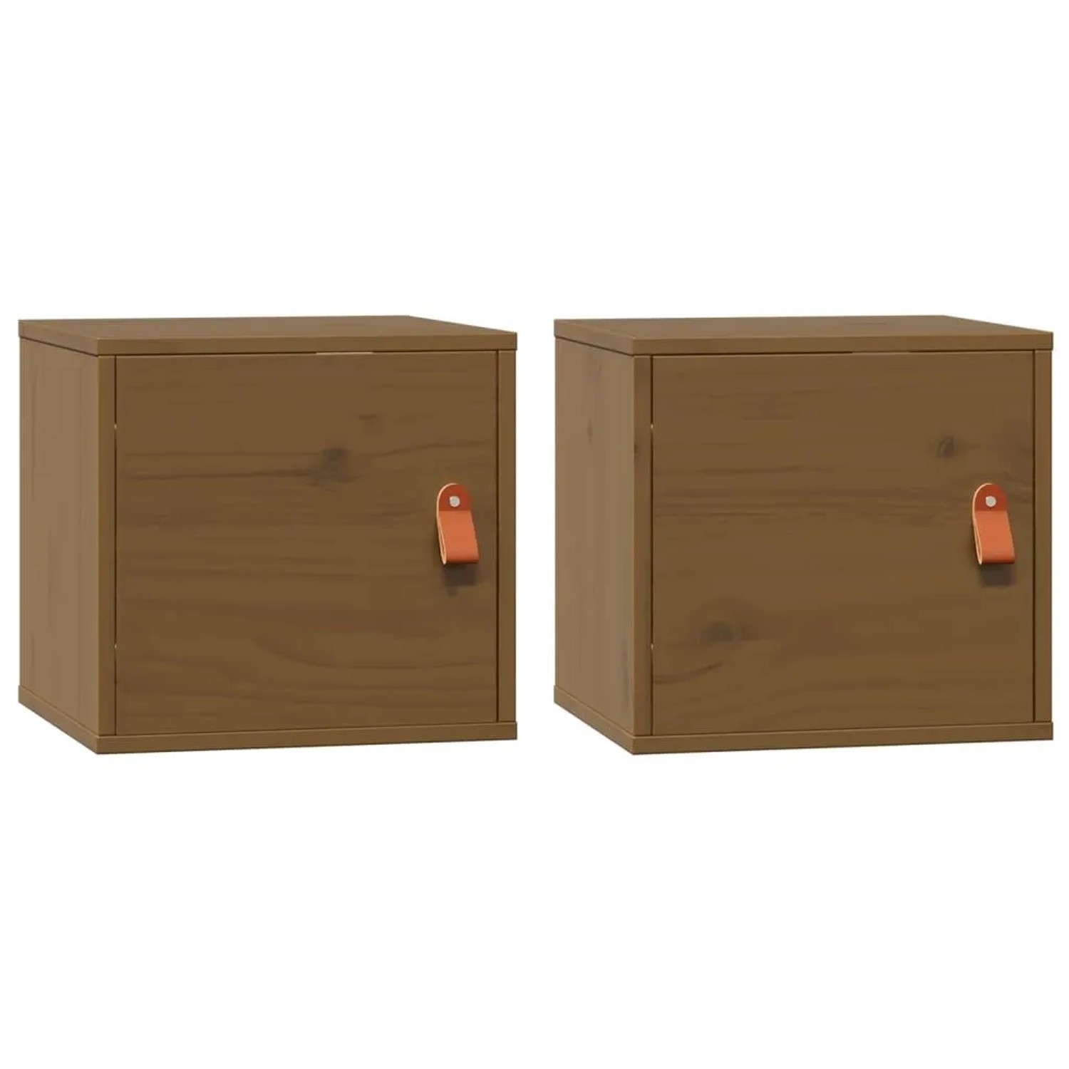 vidaXL Wandschränke 2 Stk Honigbraun 31,5x30x30 cm Massivholz Kiefer 818362