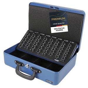 HMF 22037-05 Geldkassette Münzzählbrett 2 Tragegriffen 36 x 25 x 11 cm Blau