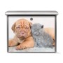 Banjado Edelstahl Briefkasten mit Hund und Katze Motiv, 38.5x31.5x12cm.
