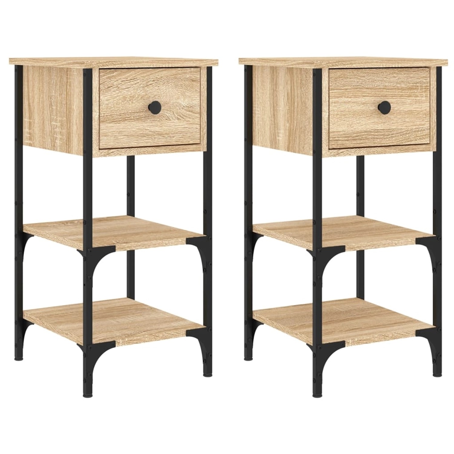 vidaXL Nachttische 2 Stk, Sonoma-Eiche 34x36x70 cm Holzwerkstoff 825976
