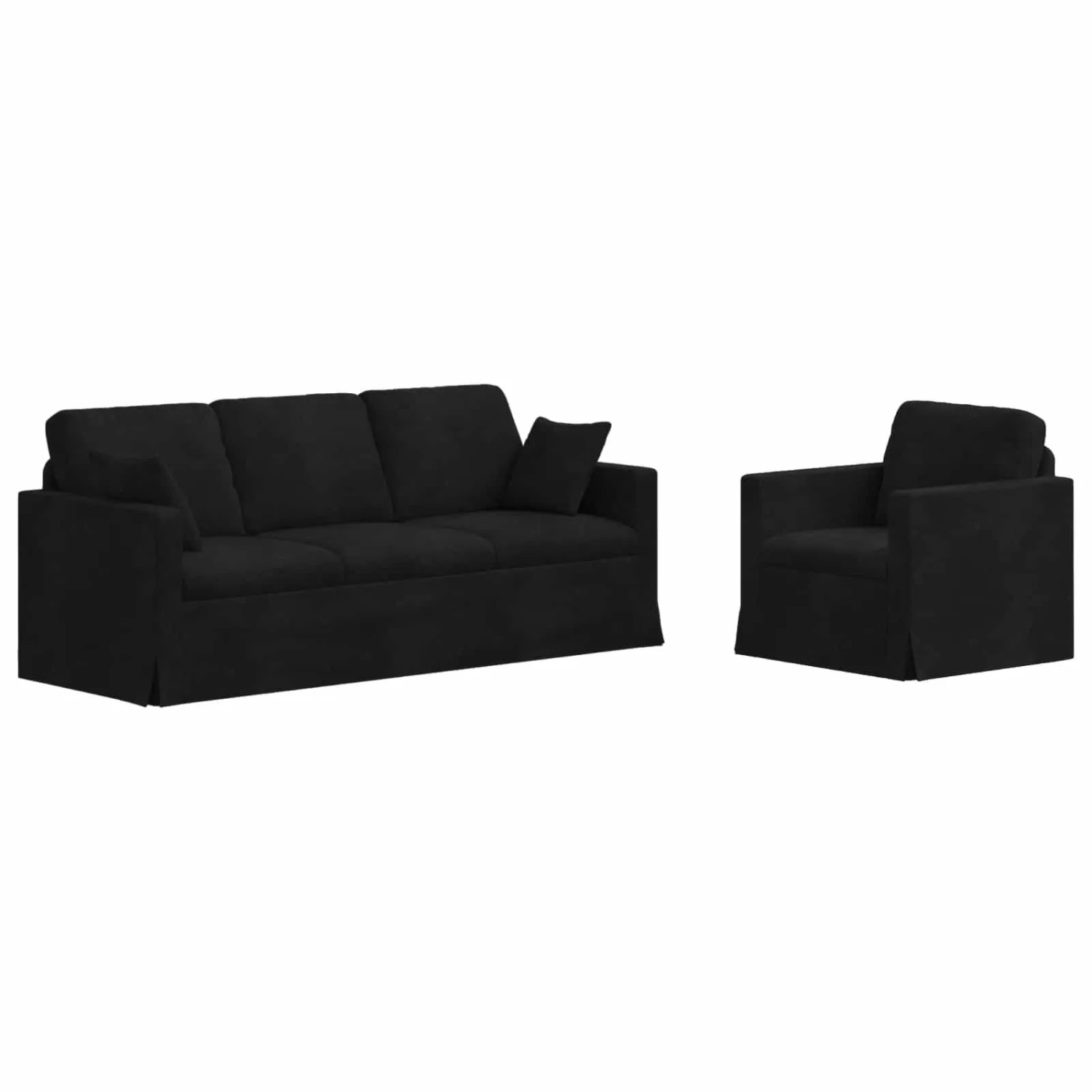 vidaXL Sofa 2-Tlg Schwarz 198 x 78 x 80 cm Samt 3407601
