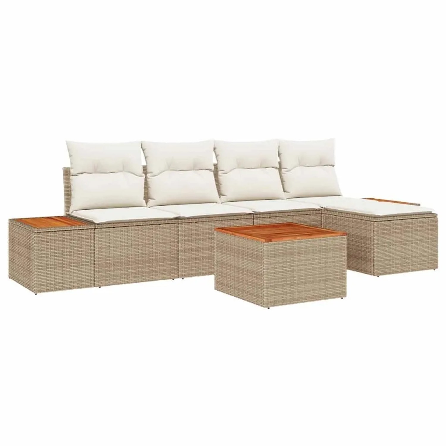 vidaXL Gartensofa-Set mit Kissen 6 Stk Beige und Creme Polyrattan 3356741 günstig online kaufen