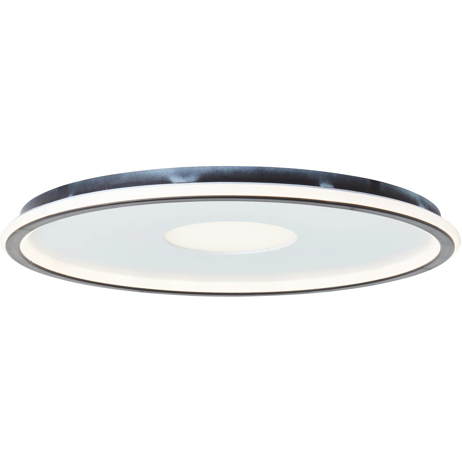 Moderne LED-Deckenleuchte Vegas, 50 cm, weiß/schwarz, dimmbar mit Fernbedienung.