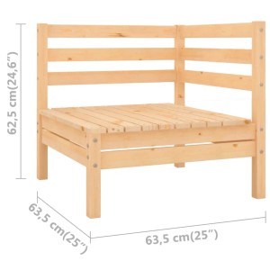 vidaXL Garten-Lounge-Set, 4-teilig, Kiefer Massivholz, unbehandelt. Eck- und Mittelsofa mit Hocker.