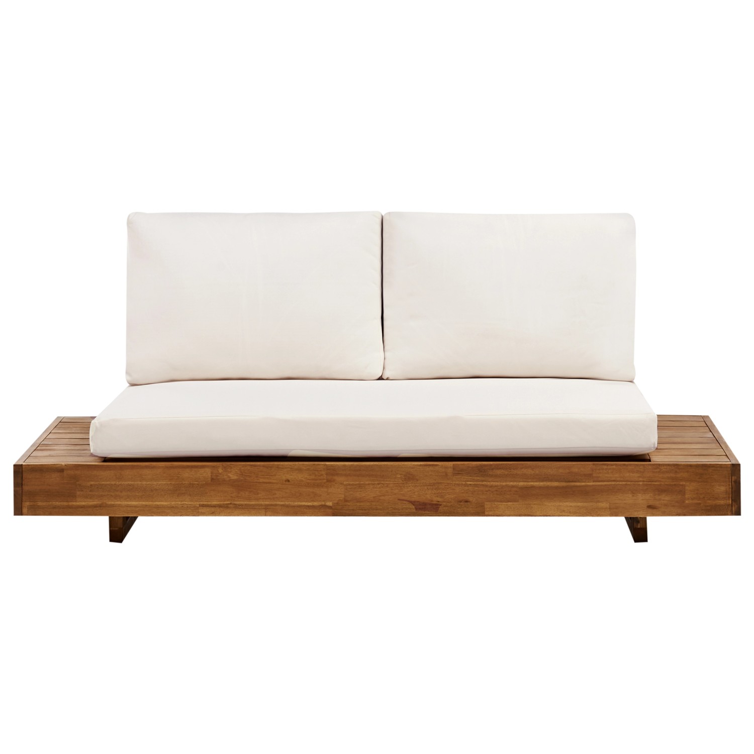 Beliani Gartensofa Heller Holzfarbton Weiss 68x167x70 günstig online kaufen