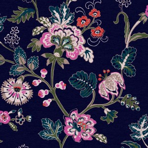 Detailansicht der floralen Joules Vliestapete Vine Cottage in Royal Navy Blau.