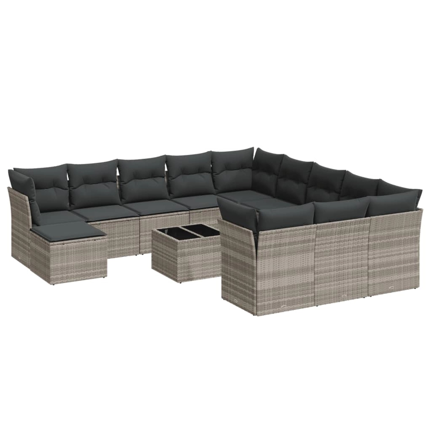 vidaXL 13-Tlg Garten-Sofagarnitur mit Kissen Hellgrau Poly Rattan 3250481 günstig online kaufen