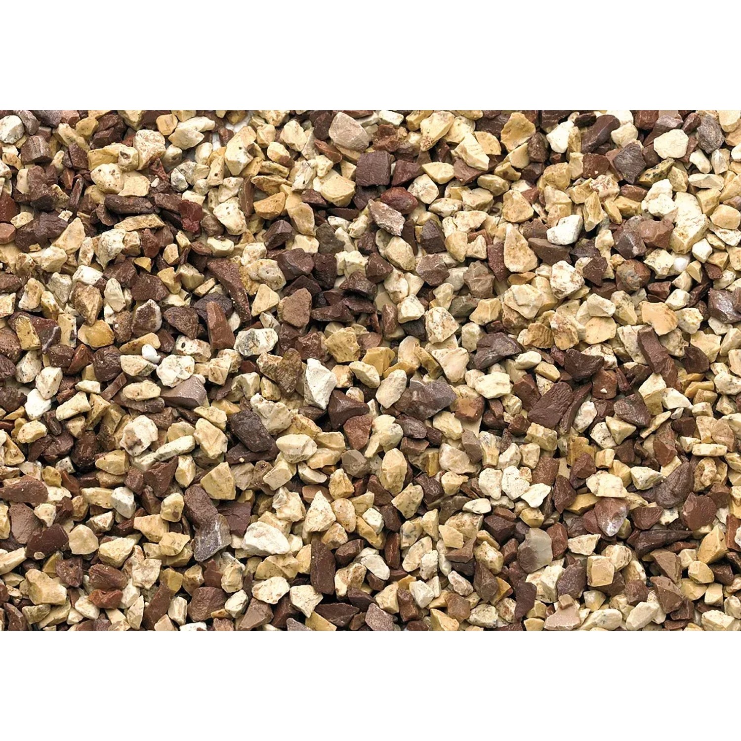 Ziersplitt Cappuccino, 8-16 mm, beige-brauner Kalkstein für Gartenwege und Steingärten.