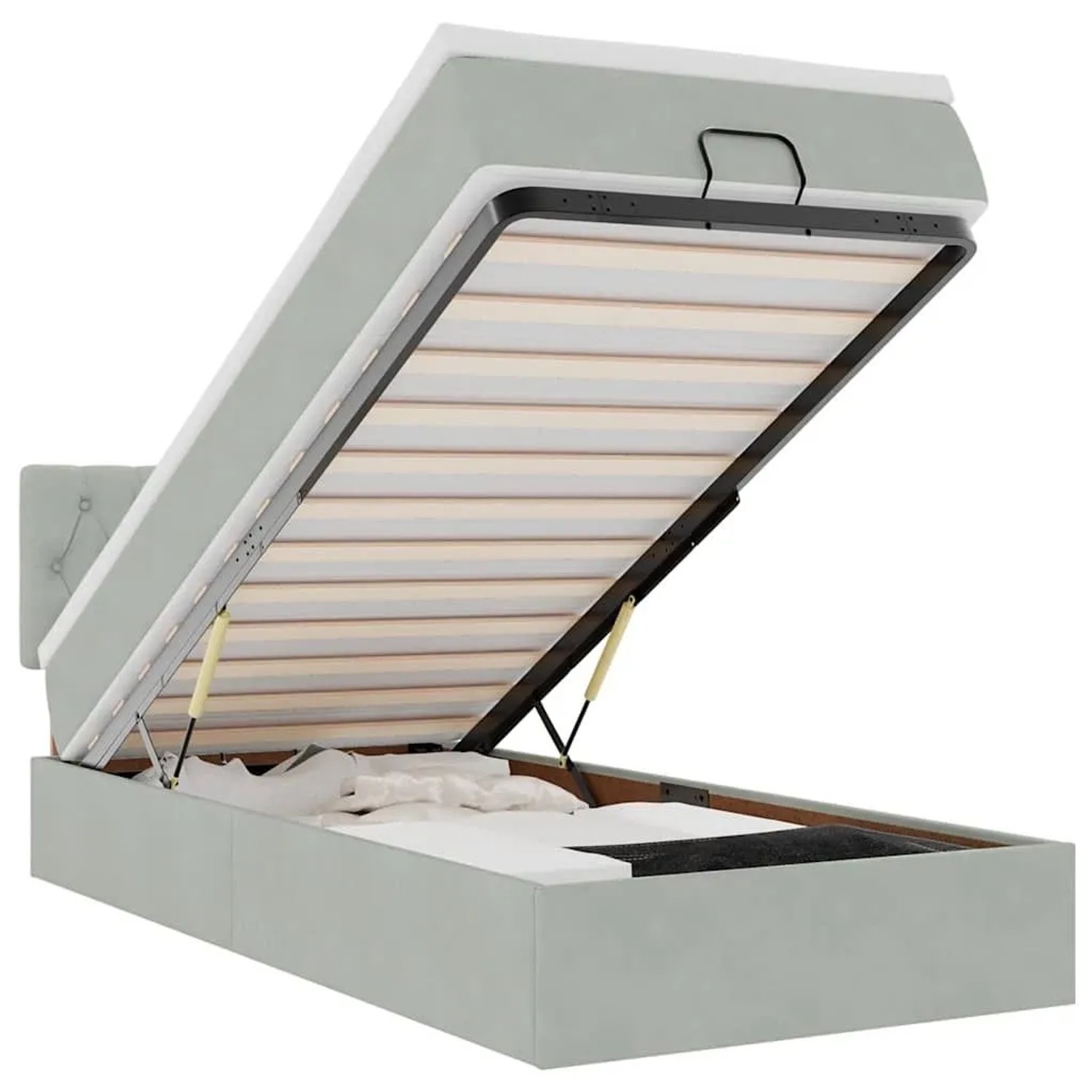 vidaXL Ottoman-Bett mit Matratze & LEDs Hellgrau 90x190 cm Samt 3312662