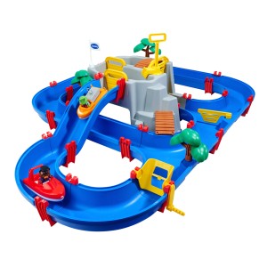 AquaPlay MountainLake Wasserbahn mit Berg, Booten und Spielfiguren, buntes Spielzeug für Kinder.