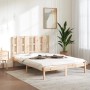 vidaXL Massivholzbett 135x190 cm mit Lattenrost und Kopfteil im Schlafzimmer.