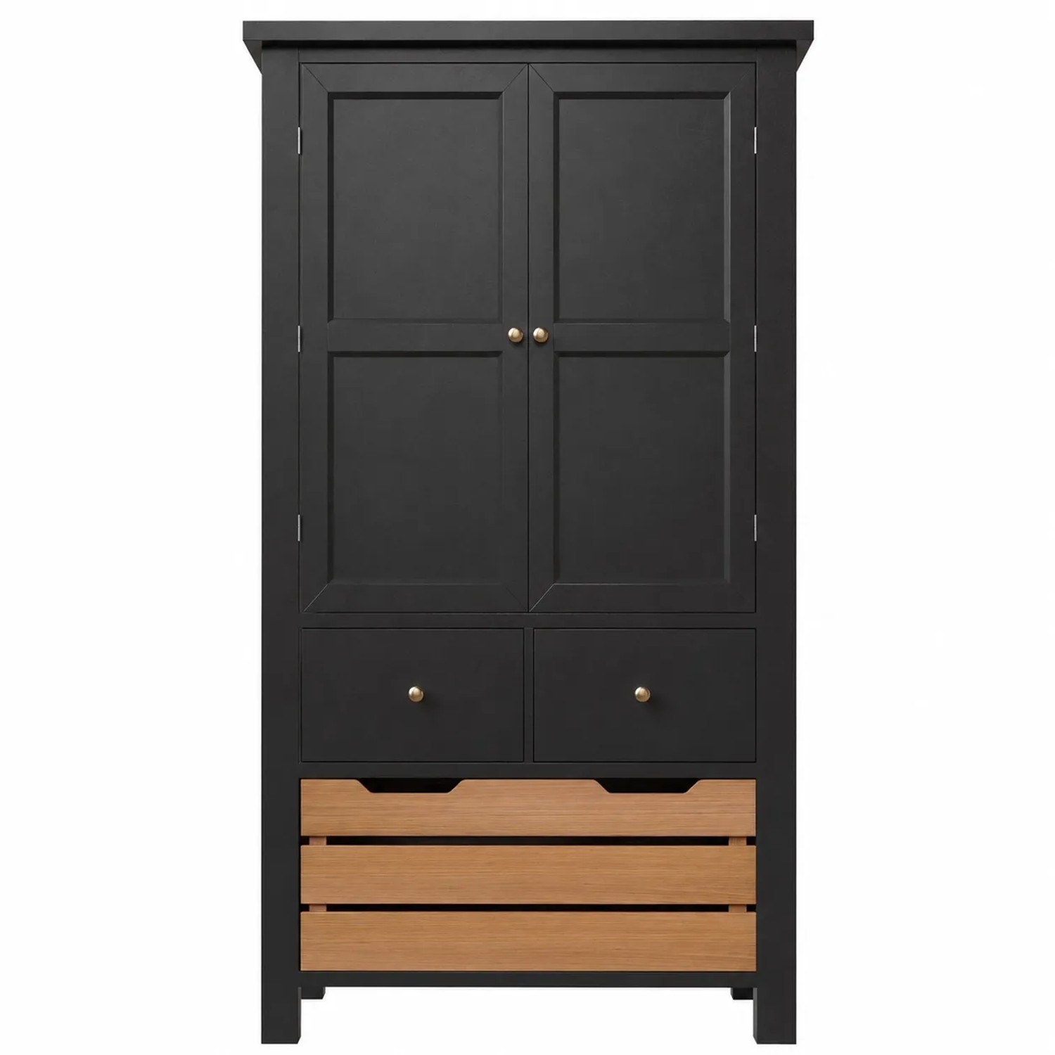 Merax Küchenschrank 80x40x140 cm Schwarz Weiß 2 Türen 5 Schubladen